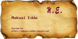 Maksai Edda névjegykártya